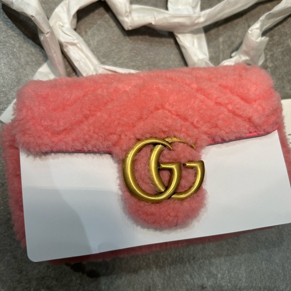 Gucci gg marmont Pink Shearling Bag new - Picture 5 of 9